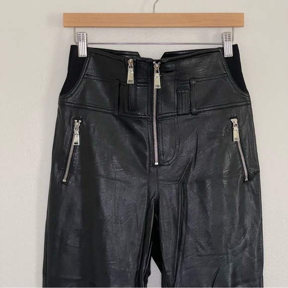 Revolve Divine Heritage Vegan Leather Ultra High Waist Moto Pant Black Medium - Picture 7 of 15